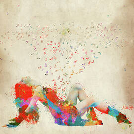 Sweet Jenny Bursting with Music Square by Nikki Marie Smith