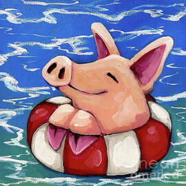 Swimming Pig 1 by Lucia Stewart