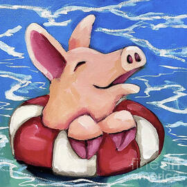 Swimming Pig 3 by Lucia Stewart