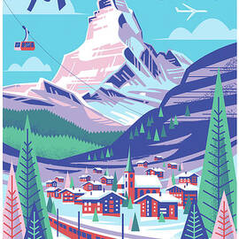 Switzerland Matterhorn Alps Travel Poster by Jim Zahniser