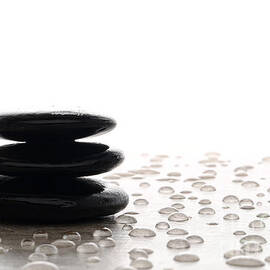 Symbolic Black Polished Stone Zen Meditation Cairn by Olivier Le Queinec
