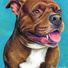 Tallulah the Staffordshire Bull Terrier Dog by Rebecca Wang