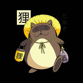 Tanuki Yokai funny japanese cartoon character Metal Poster by