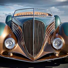 Teal and Bronze Art Deco Streamliner Roadster by David Manlove