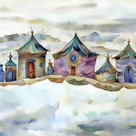 Tents On A Flying Island  by Eris And AI