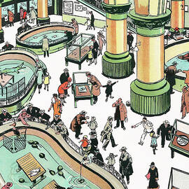 The Aquarium at Battery Park - Up and Down New York - NY scenes and sites by Tony Sarg by Tony Sarg