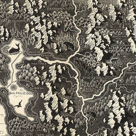 The Gold Fields of California - Vintage pictorial map of the San Francisco Bay area by Paul Hambleton Landacre