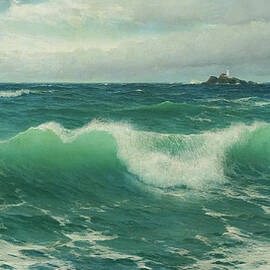 【バイロン・バードサル】額装版画『LAST LIGHT AT KINCAID』 Lighthouse Walk at Biarritz Metal Poster by Joaquin Sorolla