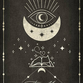 The Moon Black Tarot Card by Ema Paraschiv