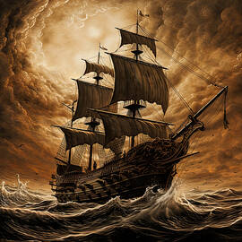 The Ship of Hope - Ships at Sea Paintings - Ships at Sea in Storms by Lourry Legarde
