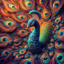 The Spiraling Splendor of the Majestic Peacock by Bill and Linda Tiepelman