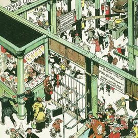 The Times Square Grand Central Shuttle - Up and Down New York - NY scenes and sites by Tony Sarg by Tony Sarg