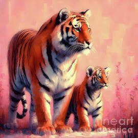 Tiger and her cub by Lucia Stewart