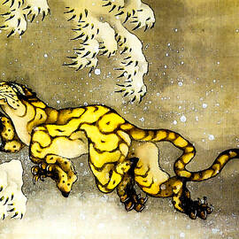 Tiger in the Snow by Hokusai Painting by Orca Art Gallery - Metal