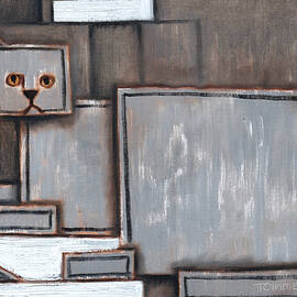 Gray And White Cat Wall Art Print by Tommervik