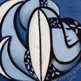 Hula Girl  With Surfboard Art Print by Tommervik