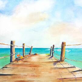 Top of Old Playa Paraiso Pier 2 by Carlin Blahnik CarlinArtWatercolor