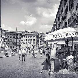Tourists Dining Outside An Osteria on the Square - Piazza Navona Rome Italy  by Stefano Senise