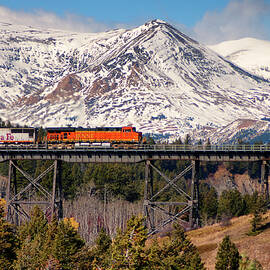 Train Crossing Two Medicine Bridge Near Glacier National Park by Michael Collins