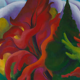 Trees in Autumn - Fall landscape by Georgia O'Keeffe by Georgia O'Keeffe
