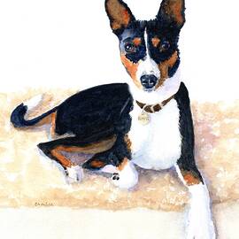 Tri-color Basenji by Carlin Blahnik CarlinArtWatercolor
