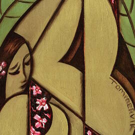 Tropical Abstract Hawaiian Woman Art Print  by Tommervik