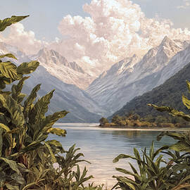 Tropical Lake with Majestic Mountains by The Luxury Art Collection