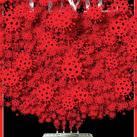 Trump Covid White House by Time Illustration - viral cell icon - bgblue Getty Image