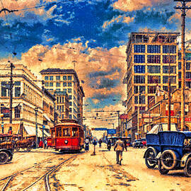 Tulsa, Oklahoma, around 1915 - digital painting made from old photo by Nicko Prints