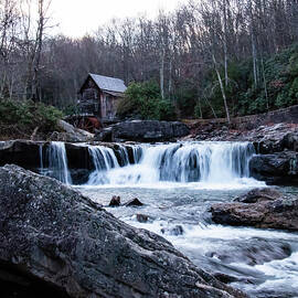 twilight image of glade creek grist mill by Flees Photos