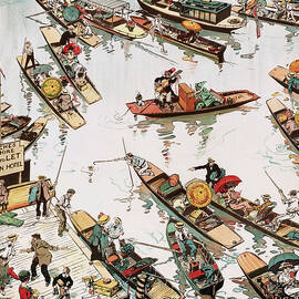 Up River Thames - Humours of London by Tony Sarg by Tony Sarg