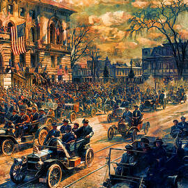US President William Howard Taft and Massachusetts Governor Eben Draper passing Worcester City Hall by Nicko Prints