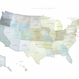 USA Map with State Names by Aga Szafranska