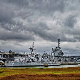 USS Yorktown and Ravenel Bridge by Susan Candelario
