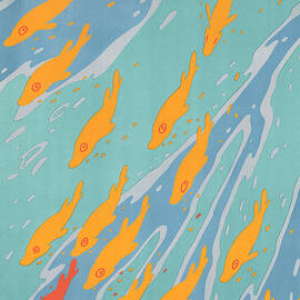 Uxbridge - Orange and Red Fish Traveling - Vintage advertising poster for the London Underground by Charles Paine