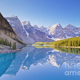 Valley of the Ten Peaks reflected in Moraine Lake, Canadian Rockies by Neale And Judith Clark