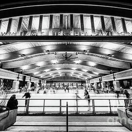 Valparaiso Indiana Pavilion at Night Black and White by Paul Velgos