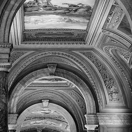 Vatican Arched Hallway in Black and White by Rebecca Herranen