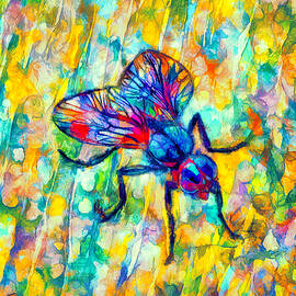 Vibrant abstract fly on a colorful background - watercolor painting effect by Nicko Prints