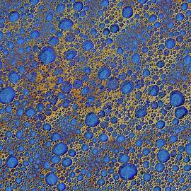 Vibrant Blue and Gold Sea Foam bubbles by Bruce Block