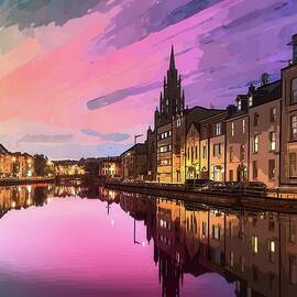 Vibrant Cork Cityscape ReflectionCork by Travel Poster art print