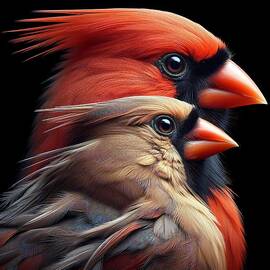 Vibrant Pair of Cardinals by David Manlove