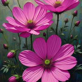 Cosmos Flower Oil Painting by Nature Oil Painting