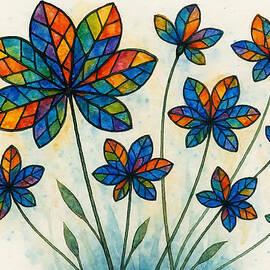 Vibrant Stained Glass Flowers by Alison Frank