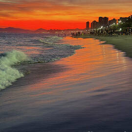 Vibrant Sunset Over Ipanema Beach Jigsaw Puzzle by Leslie Brashear
