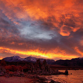 Vibrant Sunset Over Mountain Range by Barbara Siegel