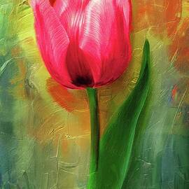 Vibrant Tulip in Full Bloom by Nature Oil Painting