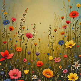 Wildflower Meadow Wall Art  by Nature Oil Painting