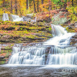 View of Great Smoky Mountains National Park - Fall Colors and Stream Waterfall Running Water  by Stefano Senise