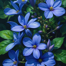Vinca Flower Oil Painting by Nature Oil Painting